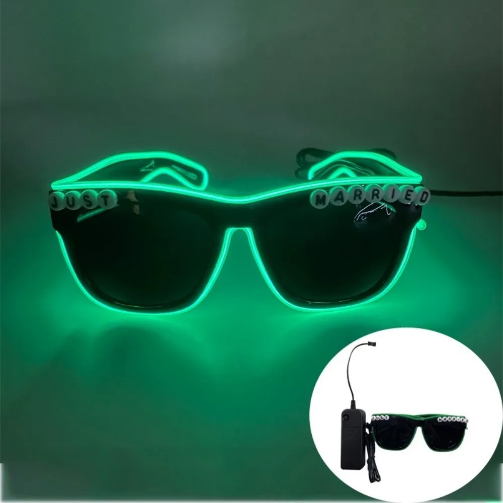 Fashion White LED Glasses Square Heart Shaped Glowing Heart Glasses Bright Flashing Light Up Sunglasses Wedding