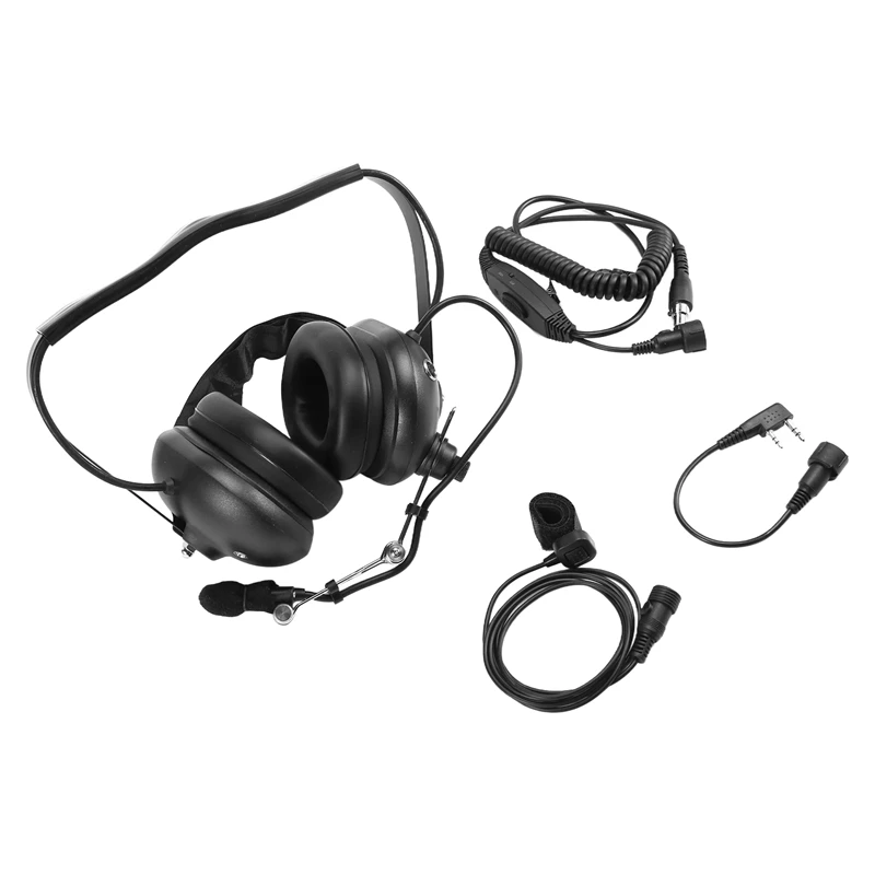 Noise Cancelling Aviation Microphone Headset Walkie Talkie Earpiece Head-Mounted Noise Reduction Ear Covers