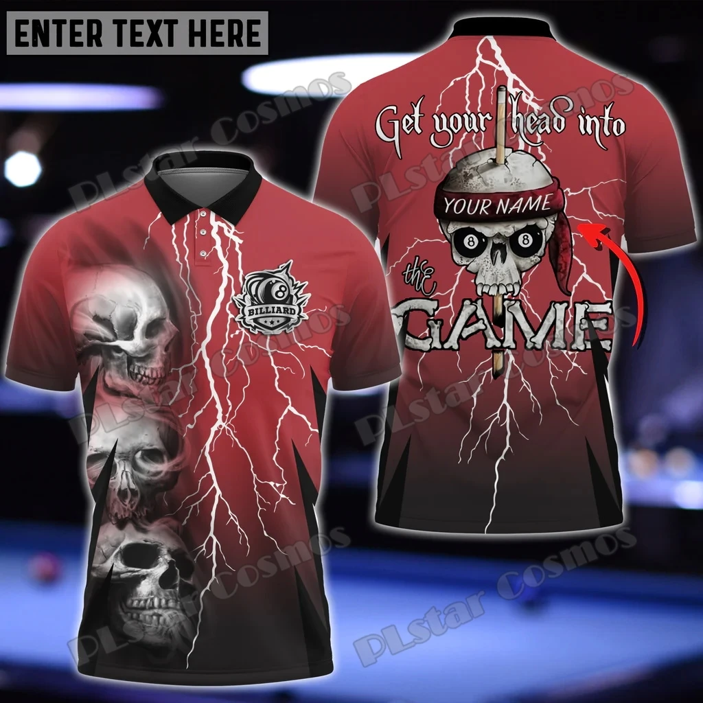 Personalized Name Billiard Ball Tiger Skull Player 3D Printed Fashion Men's Polo Shirt Summer Unisex Casual Polo shirt WK144