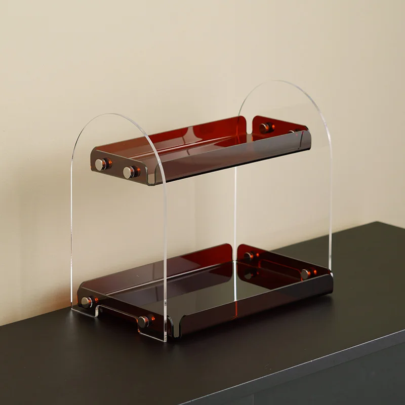 

Small multi-layer high-end transparent acrylic storage rack on the desktop