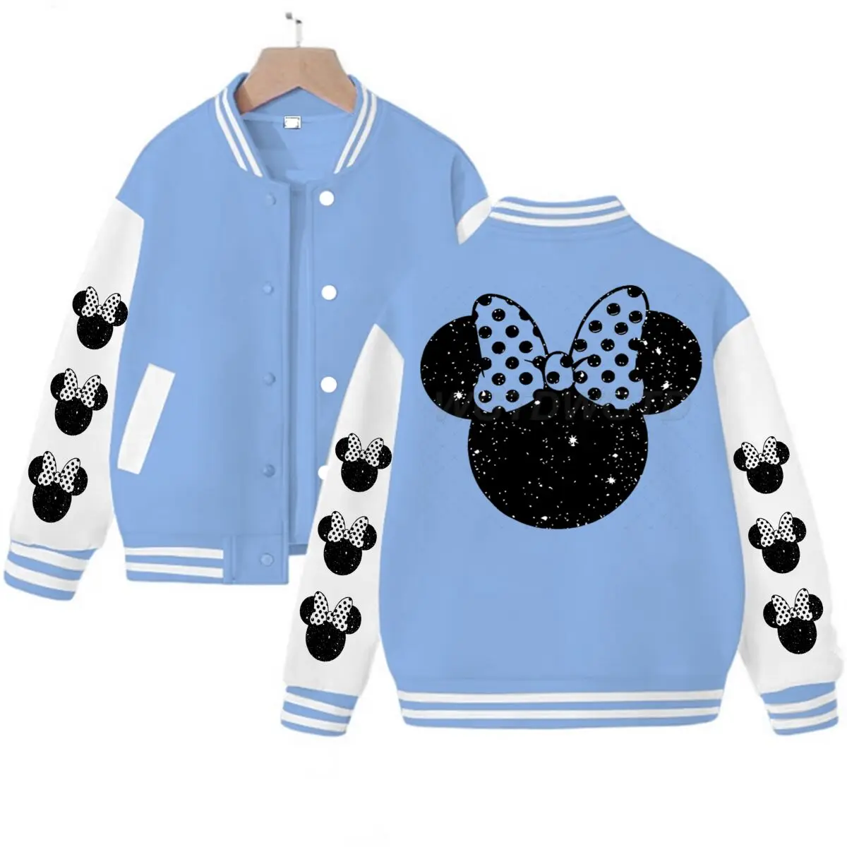 

Women Minnie Mouse Baseball Uniform Girls Long Sleeve Daily Streetwear Classic Character Graphic Minnie Print Hip Hop Jackets
