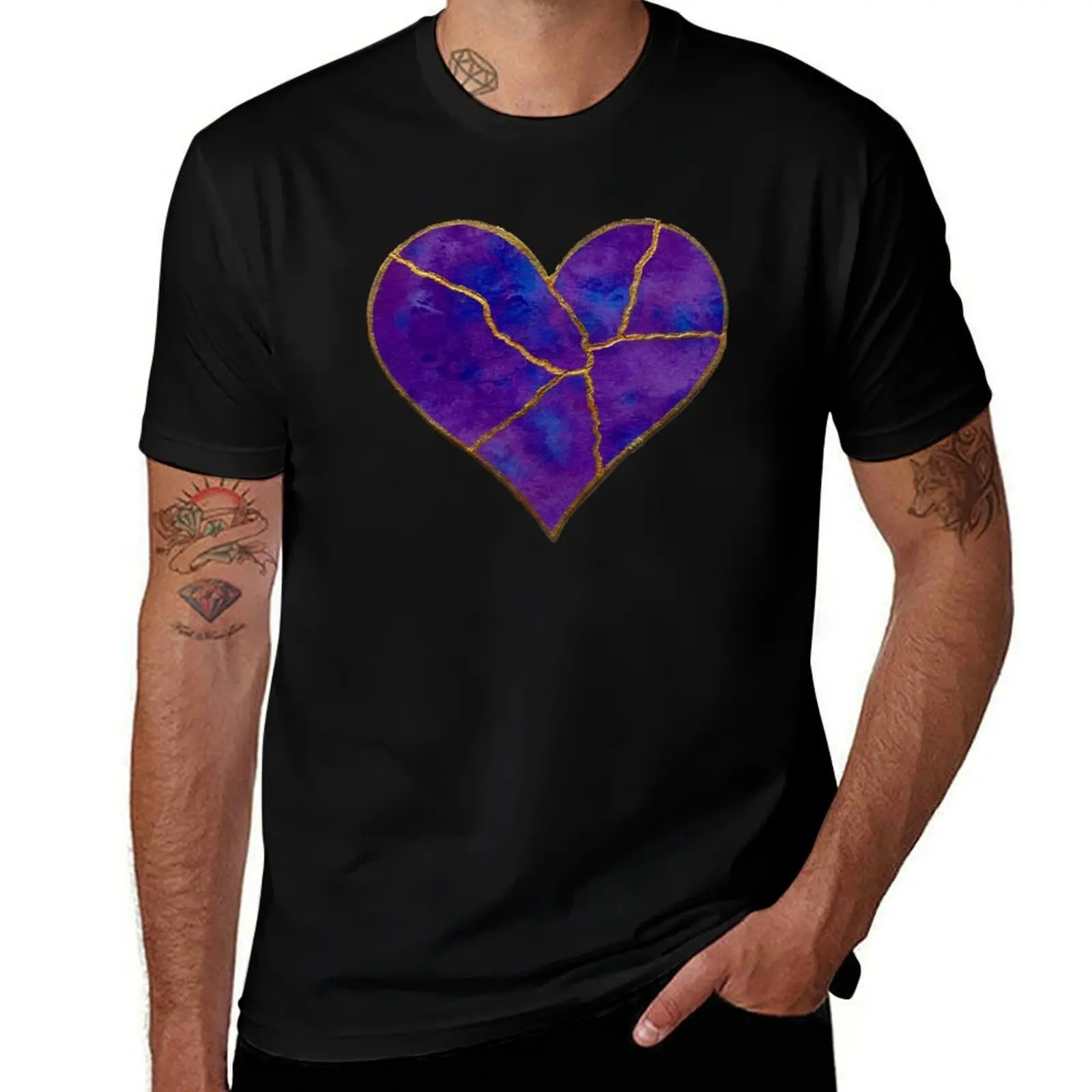 Kintsugi Mended Heart - Purple T-Shirt Casual Everyday Short Sleeve T-Shirt