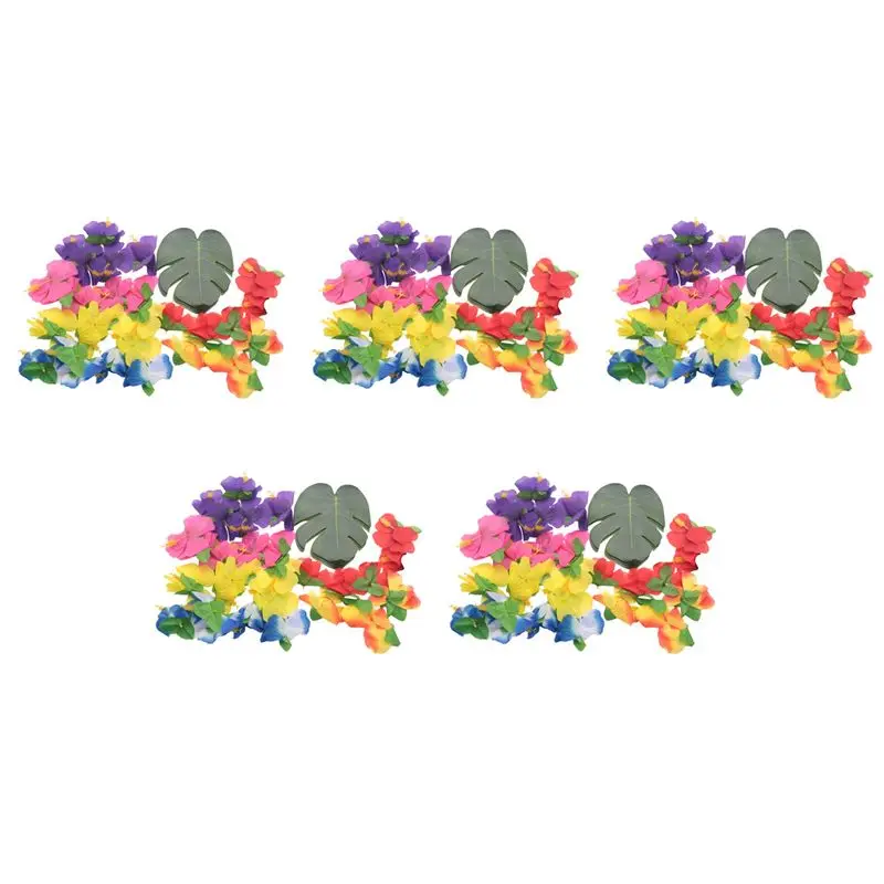 A84E-300 Pcs Tropical Party Decoration Supplies 8 Inch Tropical Palm Monstera Leaves And Hibiscus Flowers, Simulation Leaf