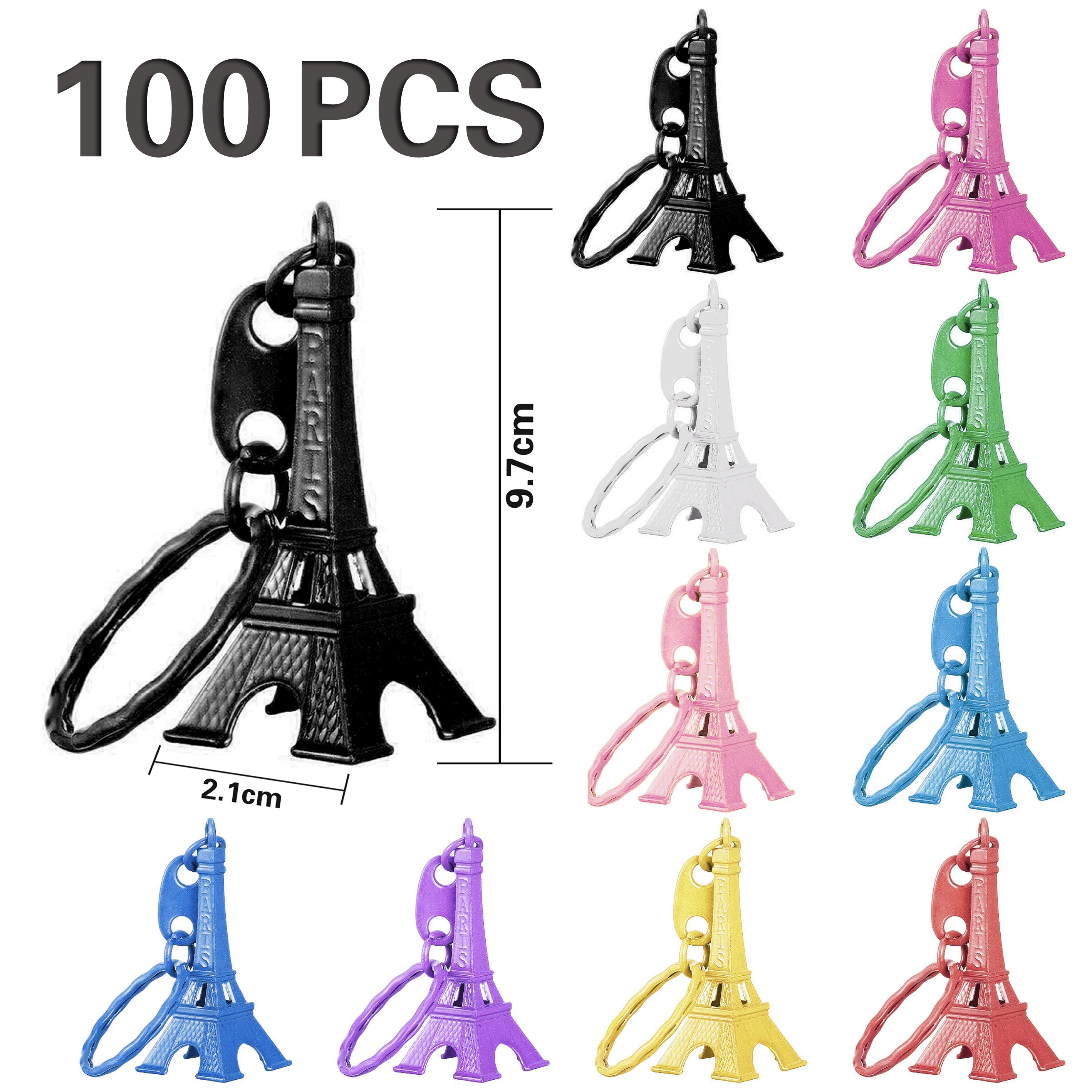 100pcs Retro Keyring Eiffel Tower Key Chain Mini Keychain Pendant Decorations