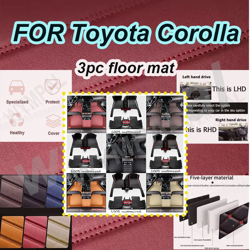 

LUXURY Custom Automotive Car Floor Mats For Toyota Corolla 2007 2008 2009 2010 Auto Luxury Leather Men Women Car Mats Full Cover