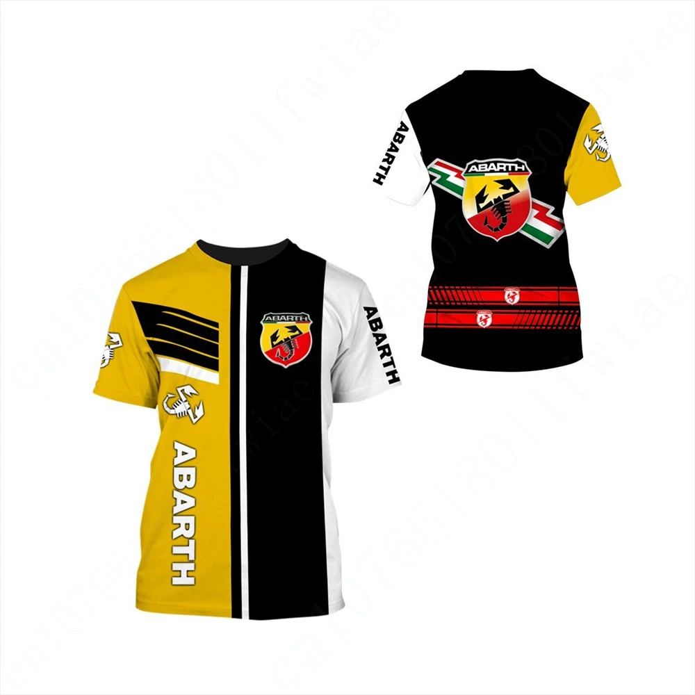 Homens e mulheres Abarth Anime camiseta extragrande, secagem rápida, manga curta, blusa casual, roupas unissex, Harajuku