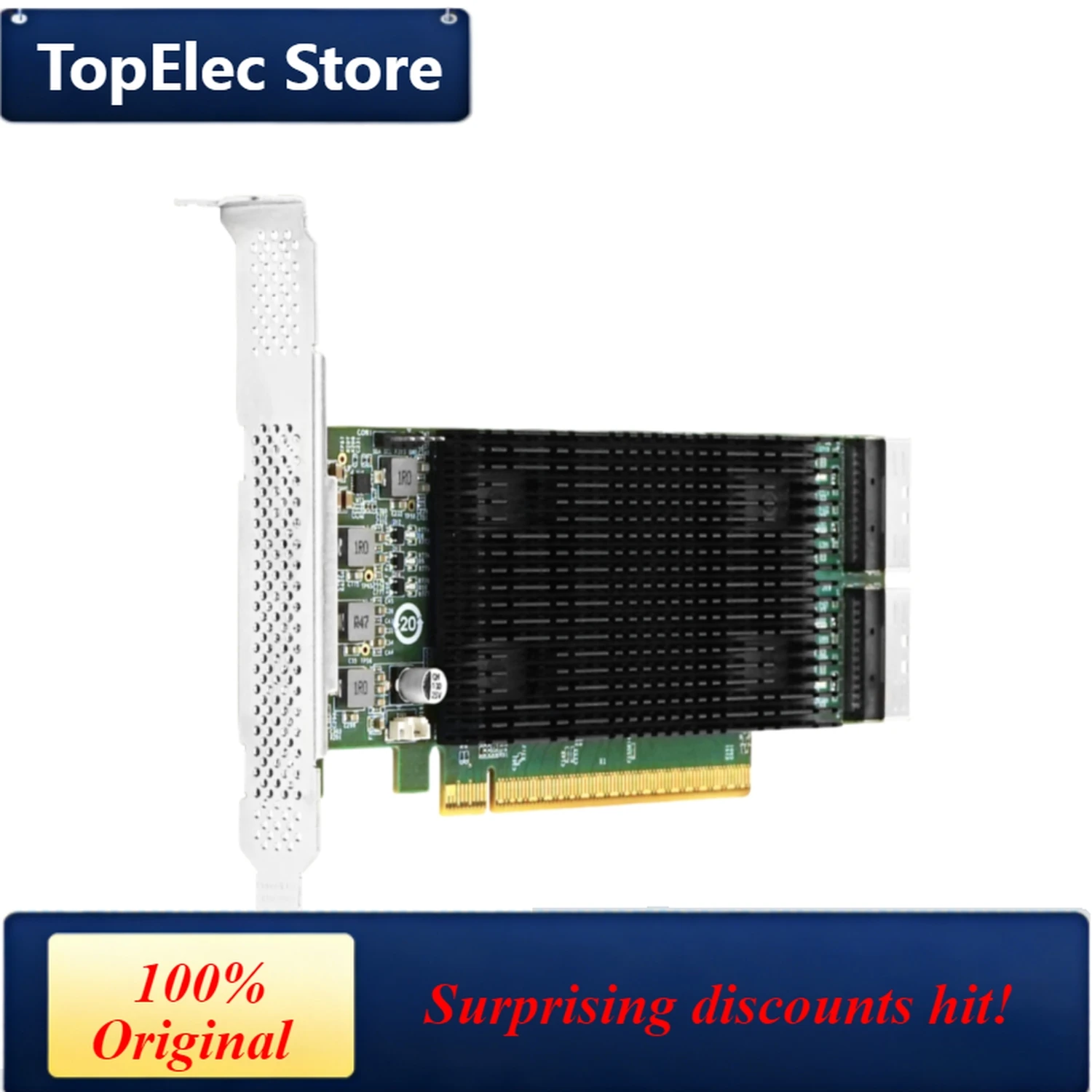 TopElec LRSV9570-2I PCle5.0 x16 to internal 2-port MClO 8i Retimer NVMe Expansion Card