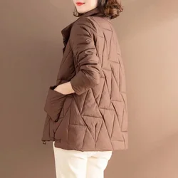 Parkas Women Stand Collar Down Cotton Overcoat Female Jacket Parka Thick Warm Cotton Padded Outwear 2023 New Winter Jacket