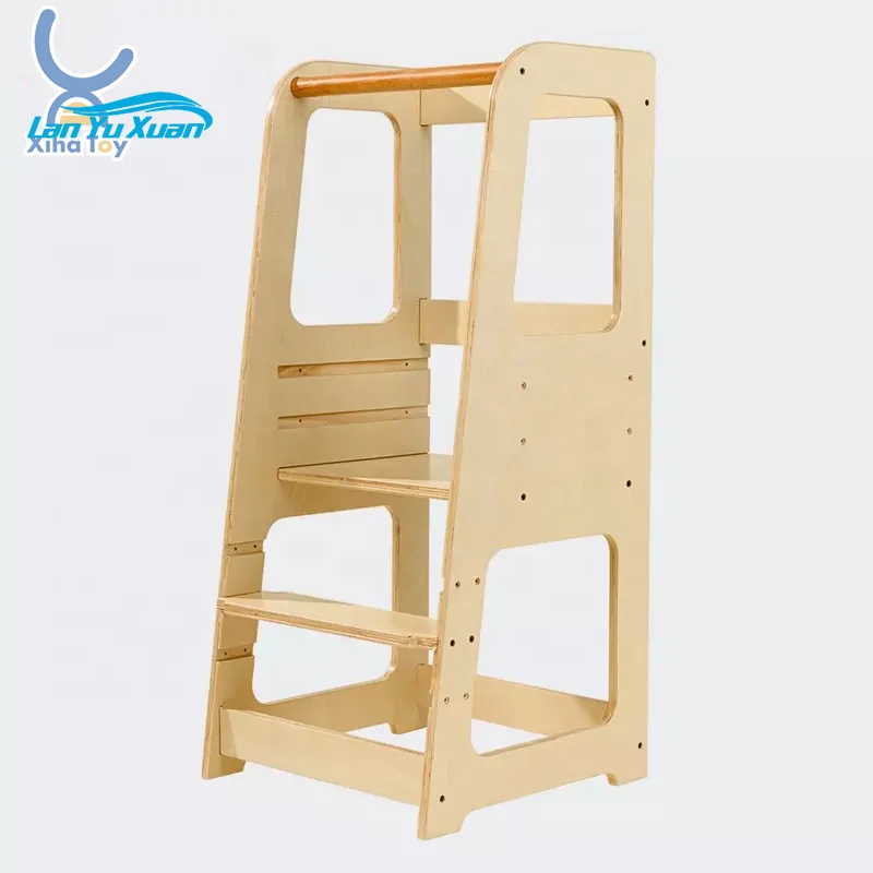 XIHA Montessori Toddler Learning Tower Kitchen Step Stool Adjustable Height Kids Wooden Kitchen Helper