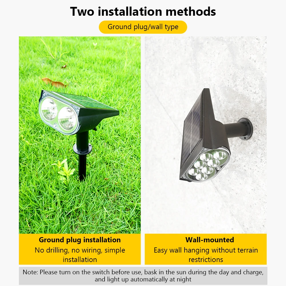 Solar Garden Spot Lights Automatic On/Off Solar Light Angle Adjustable Outdoor Waterproof Landscape Spotlights For Patio Walkway