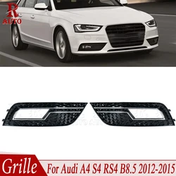 2Pcs Car Front Bumper Foglight Grille Fog Lamp Cover Grill Mesh Black Chrome Modified For Audi A4 S4 RS4 B8.5 2012-2014 2015