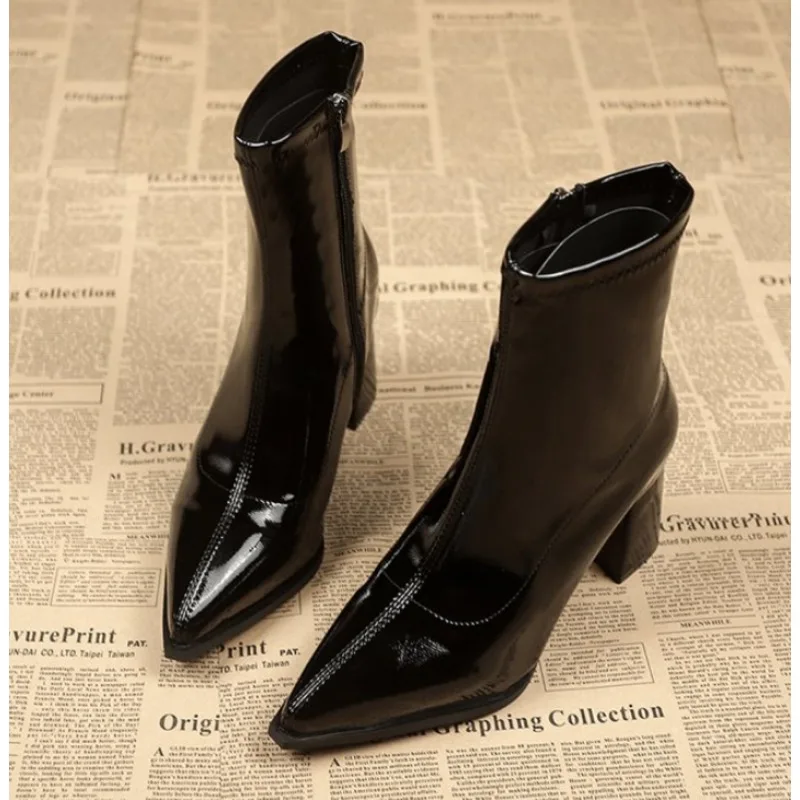 New Fashion Solid Color Versatile Women's Short Boots Comfortable Pointed Toe Temperament Workplace Banquet High Heel Boots