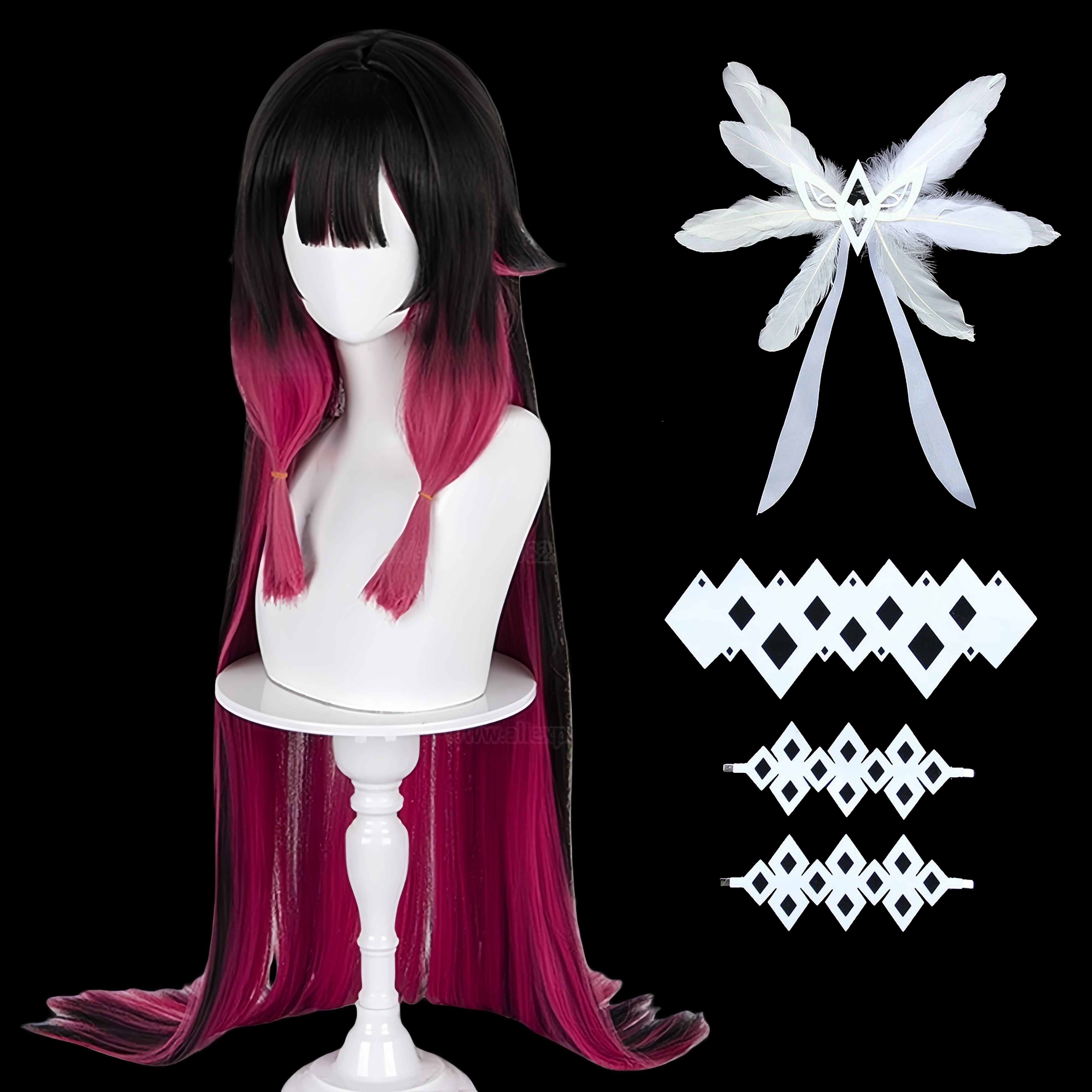 Columbina Perücke Spiel Genshin Impact Fatui Harbinger Columbina Cosplay Perücke Kopfbedeckung Kopfbedeckung Augenmaske Augenmaske Requisiten Karneval Party