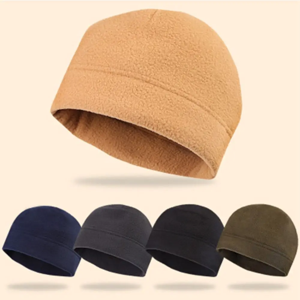 Winter Warm Solid Color Cuffed Beanies Bonnet Men Women Skullcap   Cap Fleece Hats Hiking Caps Ski Baggy Hat