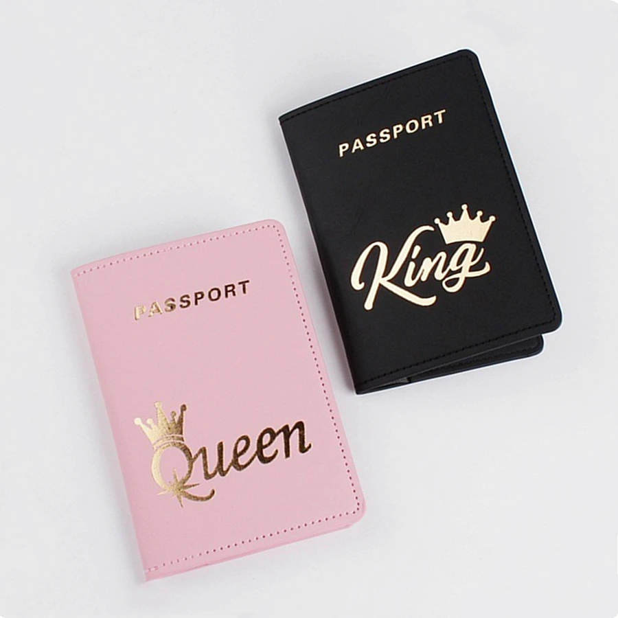 2 pezzi/set QUEEN KING Amanti/Coppie Accessori da viaggio in PU Custodia per passaporto/Cover/Supporto per donne o uomini