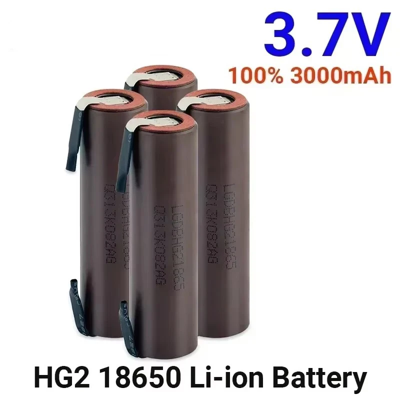 Original Battery 18650 HG2 3000mAh with Strips Soldered Batteries for Screwdrivers 30A High Current + DIY Nickel Inr18650 Hg2