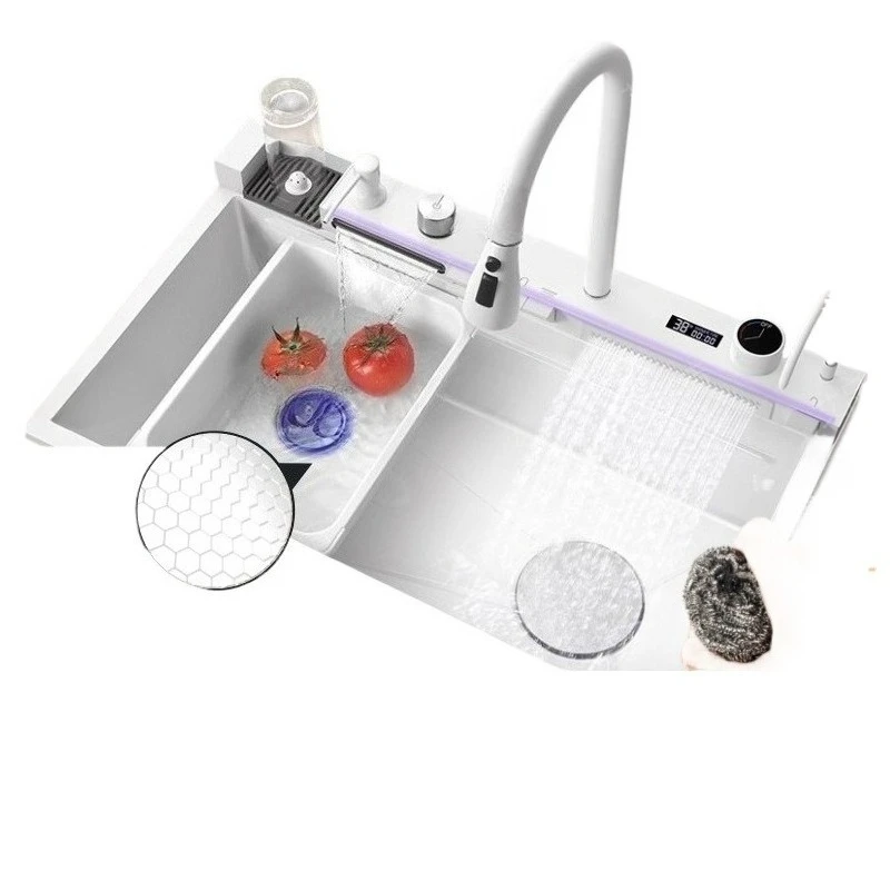 

Раковина из нержавеющей стали 304, кнопка фортепиано, цифровой дисплей, многофункциональная утолщенная кухонная мойка