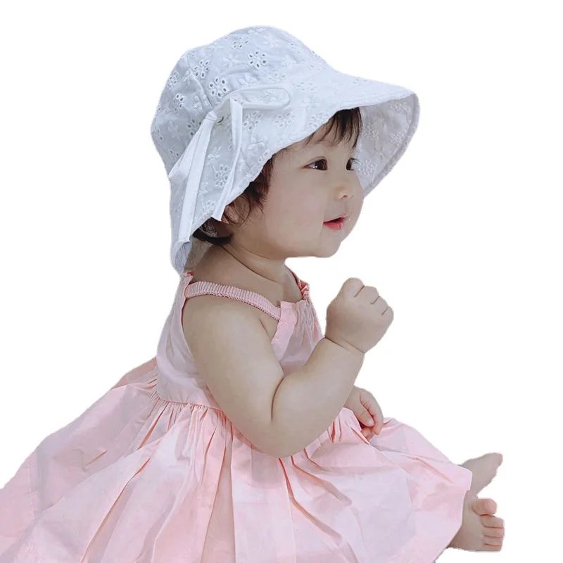 New Panama Summer Baby Sun Hat Outdoor Baby Girls Hat Lace Bowknot Cotton Baby Hat Cap Infant Toddler Sun Cap