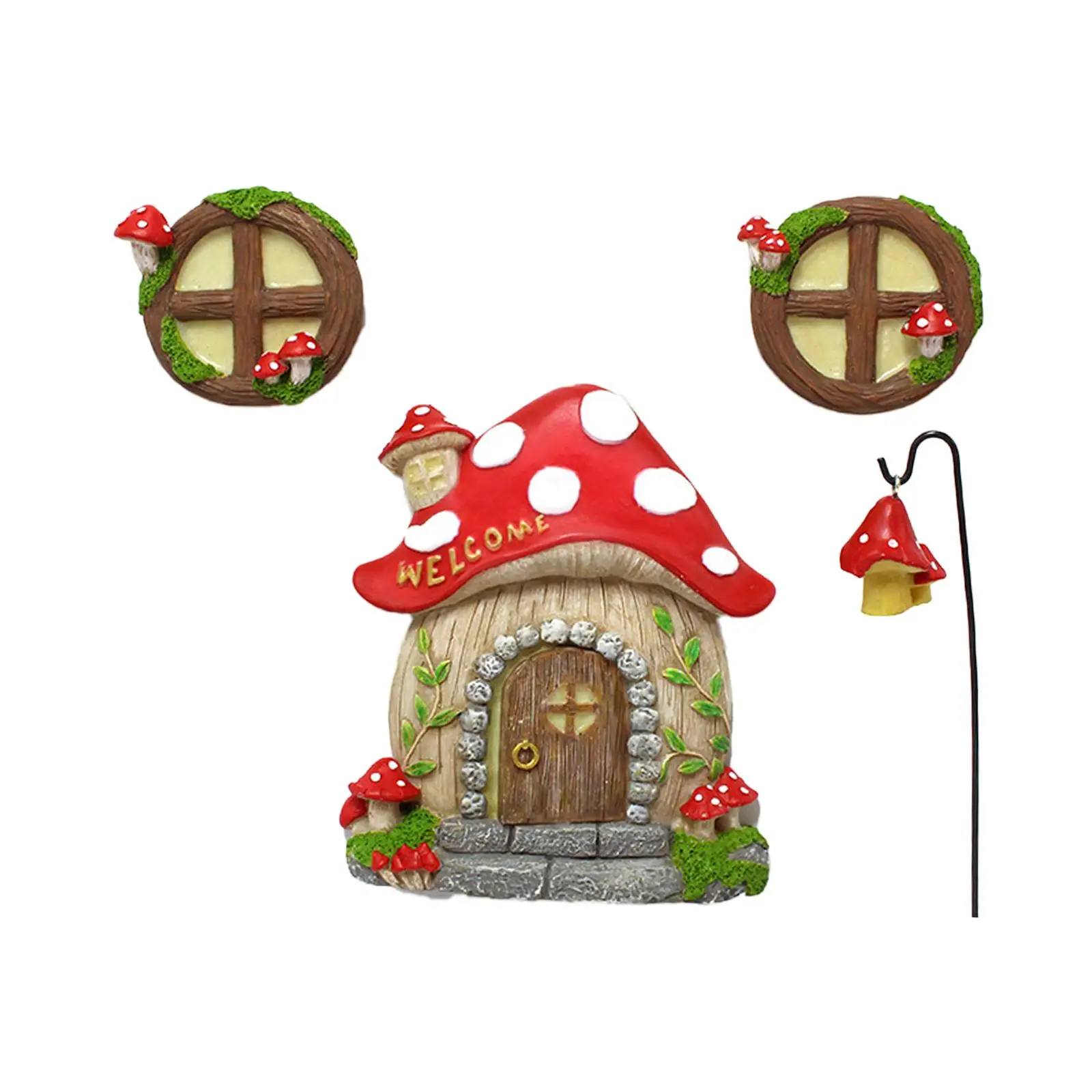 تماثيل حديقة عيد الميلاد تمثال الفطر يتوهج في الظلام مقاوم للماء في الهواء الطلق #4