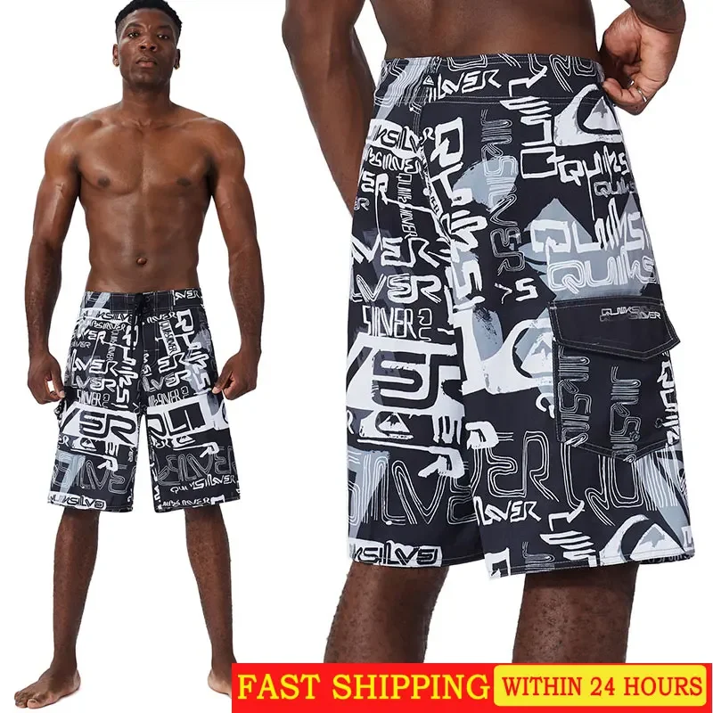 Men Beach Shorts Fitness Muscle Printed Water Sports Surf Beach Shorts Swimwear Fashion Double Bermuda Shorts Nickel board pants