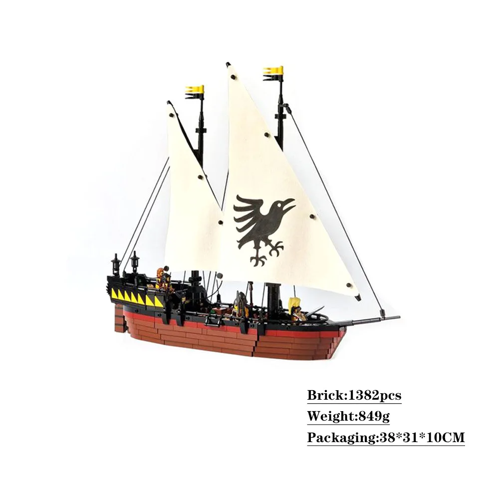 

Popular Castle Movies Model MOC Ship Series Pirate Crow Claw Ship Assembly Building Block Toy Kids Birthday Gift Excluding Sails