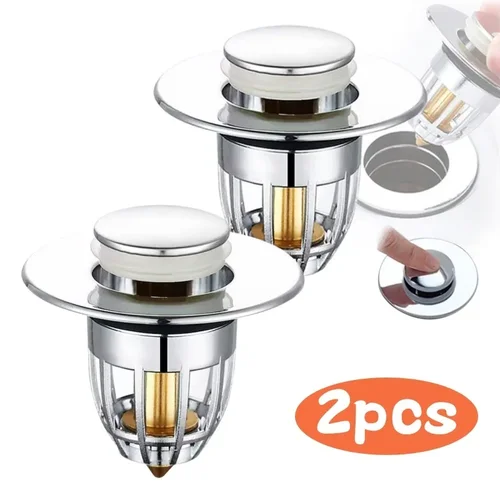 욕실 싱크대 플러그 스토퍼 워시 대야 코어 바운스 업 드레인 필터, 샤워 싱크대 필터 플러그, 주방 욕조 스토퍼, 2 개 
