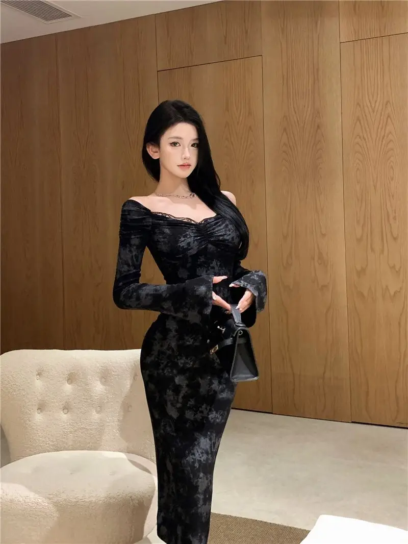 Elegant Lady Style Belted Wrap Skirt Women's Coat Inner Dress Slimming Pleated Tummy Control Beautiful Fit for Autumn