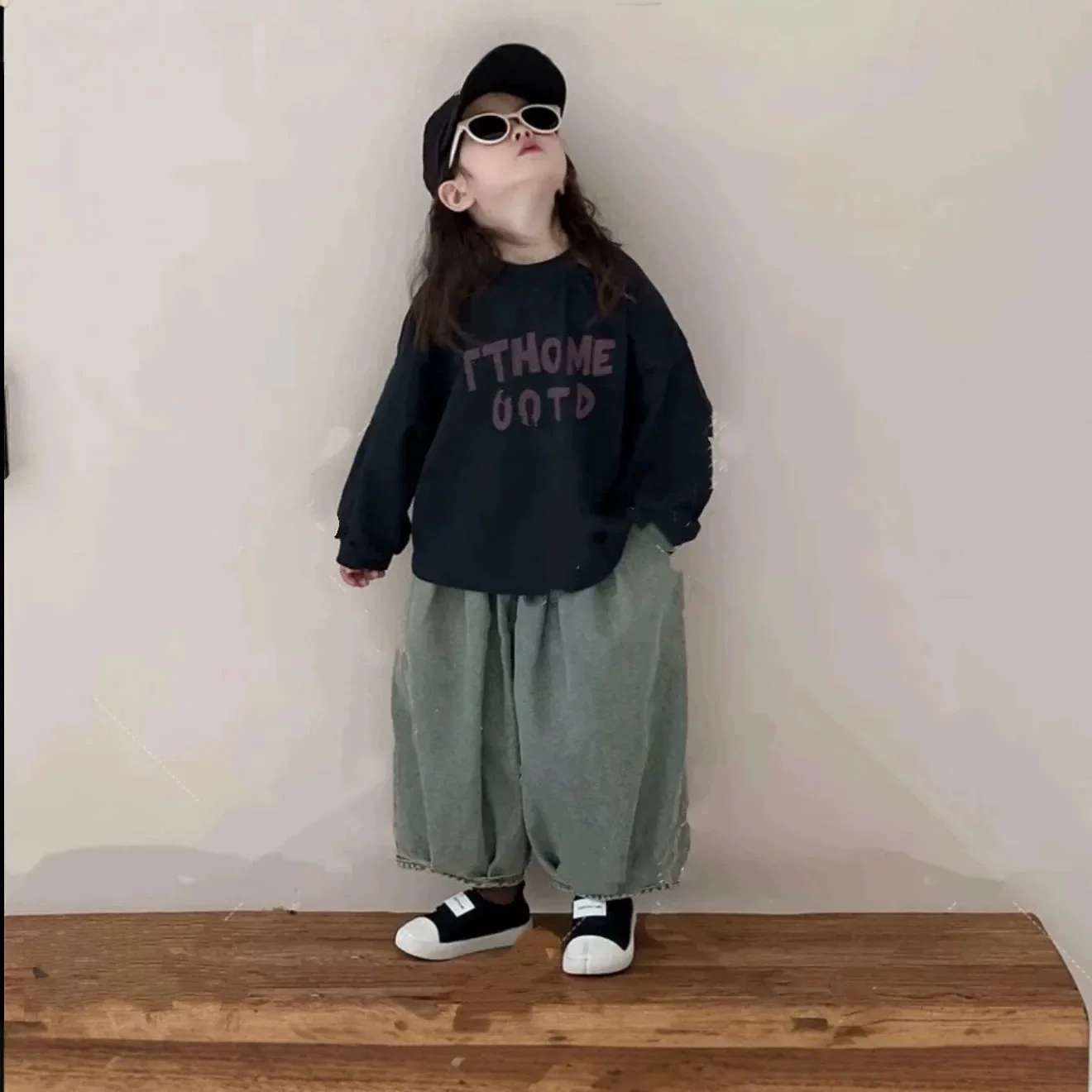 Autumn Children Girls 2PCS Clothes Set RAISE Letter Printed Kids Girls Sweatshirt Suits Loose Harrem Pants for Toddler Girls