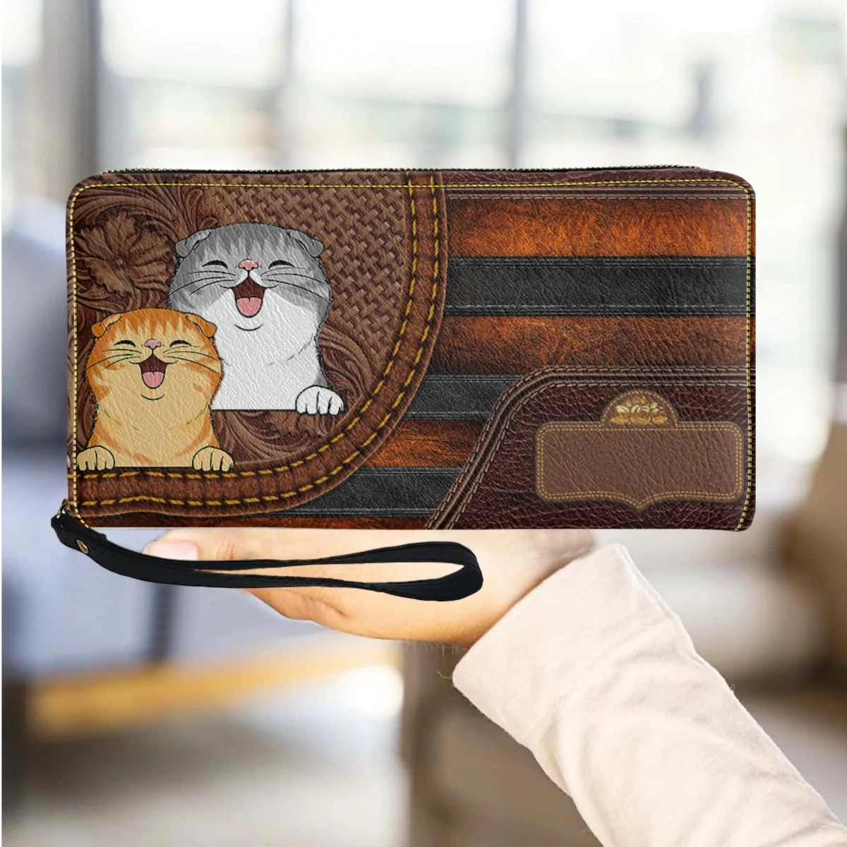 Niedliche Brieftaschen für Frauen Tier katze Design Mode Leder Geldbörse Clutch Brieftasche Reiß verschluss um tragbare Geld halter für weibliche Handtasche