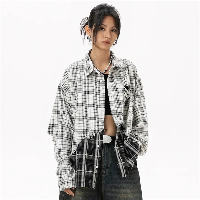 Women Plaid Shirts and Blouses Korean Style Women\'s Luxury Clothing Sales Trend 2024 Stylish Women\'s Blouse for Lady Clothes