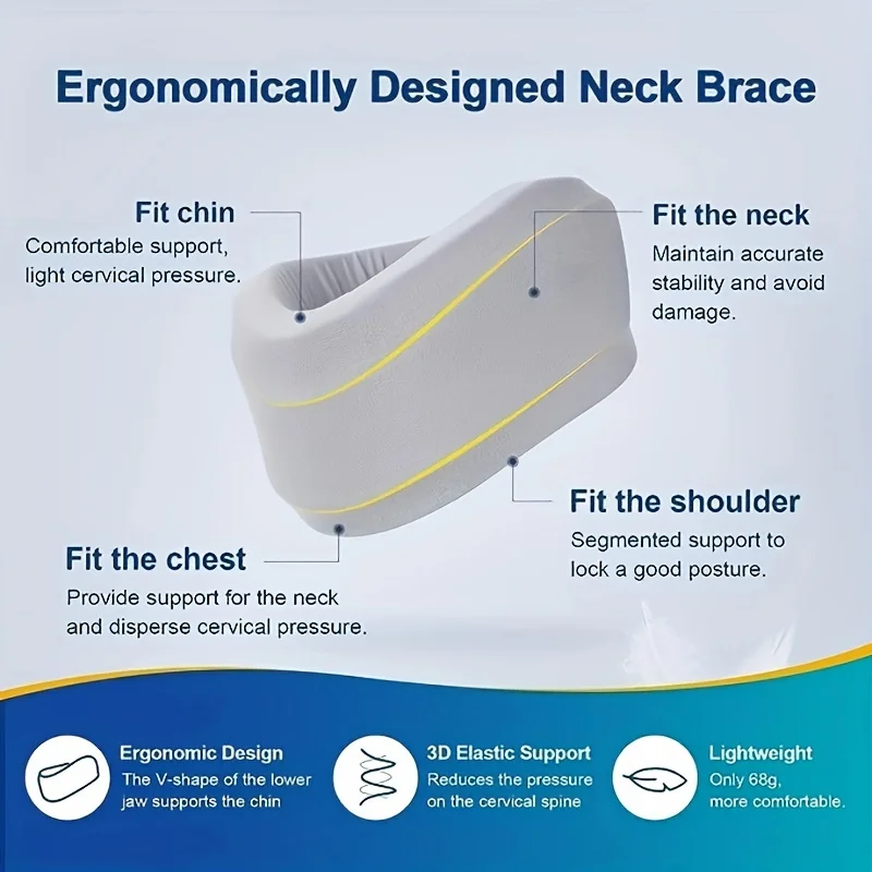 Neck Brace Support Foam for Neck Pain and Spine Pressure Adjustable Cervical Collar for Snoozing and Sleep Apnea