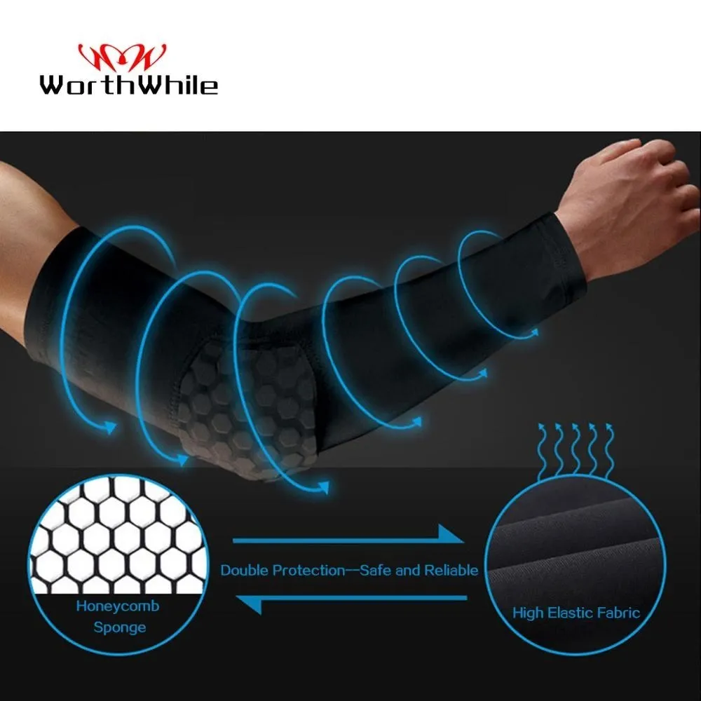 WorthWhile 1 PC Honeycomb Basketball Elbow Support Pads Brace for Fitness Protector Elastic Arm Compression Sleeves Volleyball