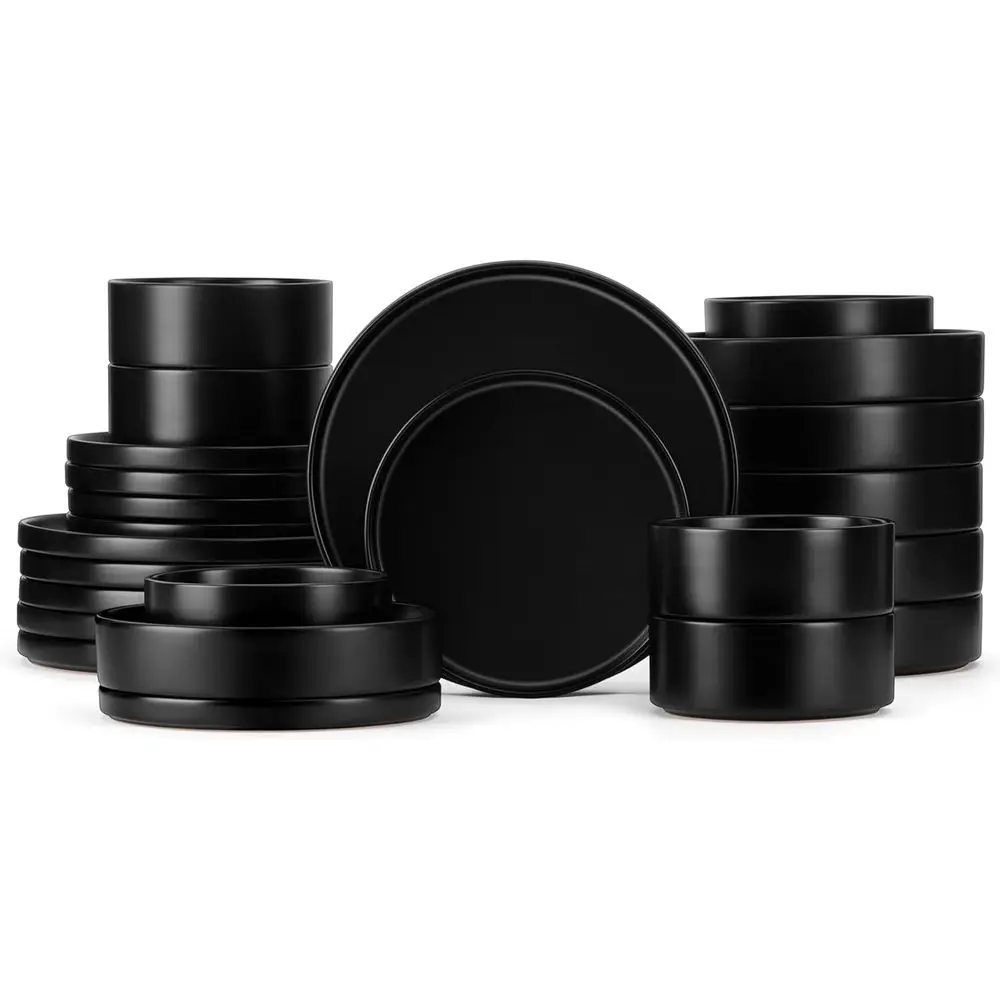 

Набор посуды из 6 предметов: миски для пасты, 24 салатницы, миски для хлопьев, керамическая посуда, подходит для посудомоечных машин и микроволновых печей, матовый черный цвет.