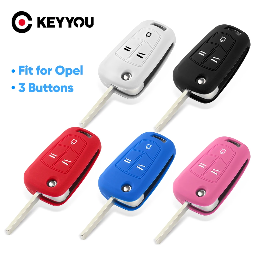 KEYYOU 3 Buttons Silicone Key Case Cover For OPEL Astra H Corsa D Vectra C Zafira Remote Flip Folding Car Shell