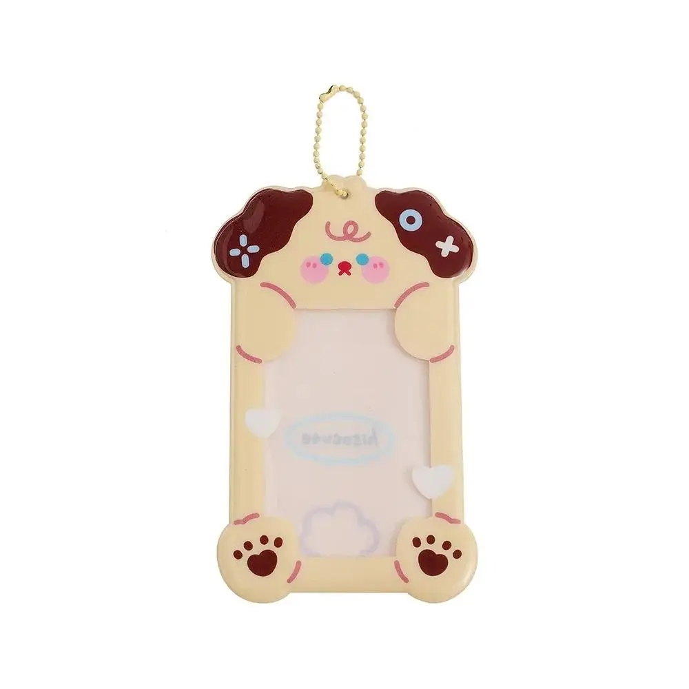 Tarjeta pequeña en forma de Animal, soporte para sesión fotográfica, colgante de llave, ídolo transparente, foto protectora, dibujos animados Kawaii, funda para tarjetas de 3 pulgadas, bolsa para tarjetas