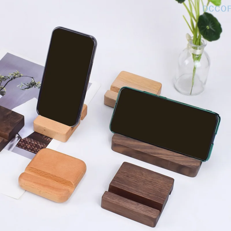 Portable Solid Wood Cell Phone Racks Desk Stand Holder For Mobile Phone Tablet PC E-reader Home Accessories