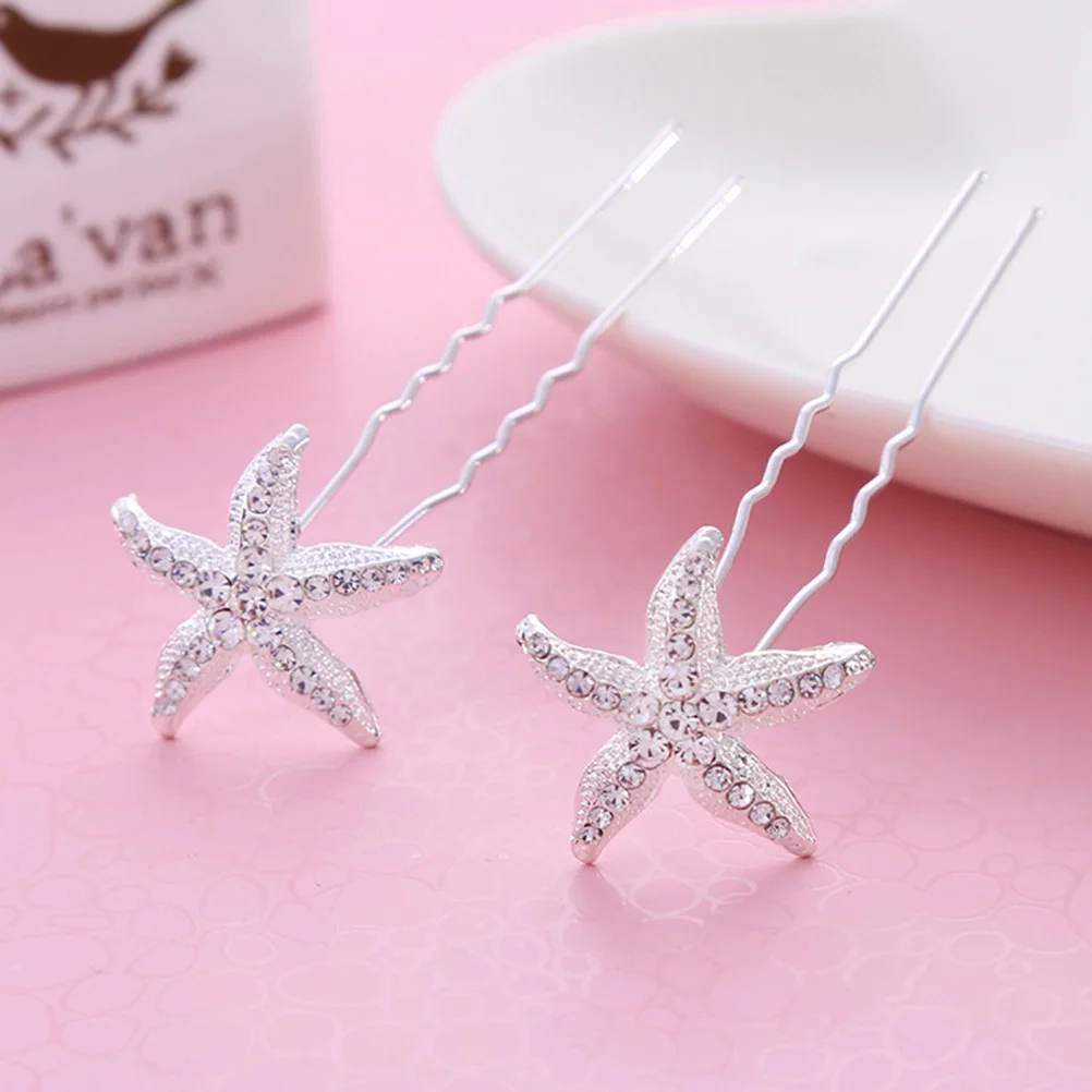 

10Pcs Handmade Star U Hairpin Wedding Bridal Hair Accessories Decorative Hairpins for Party Daily Use