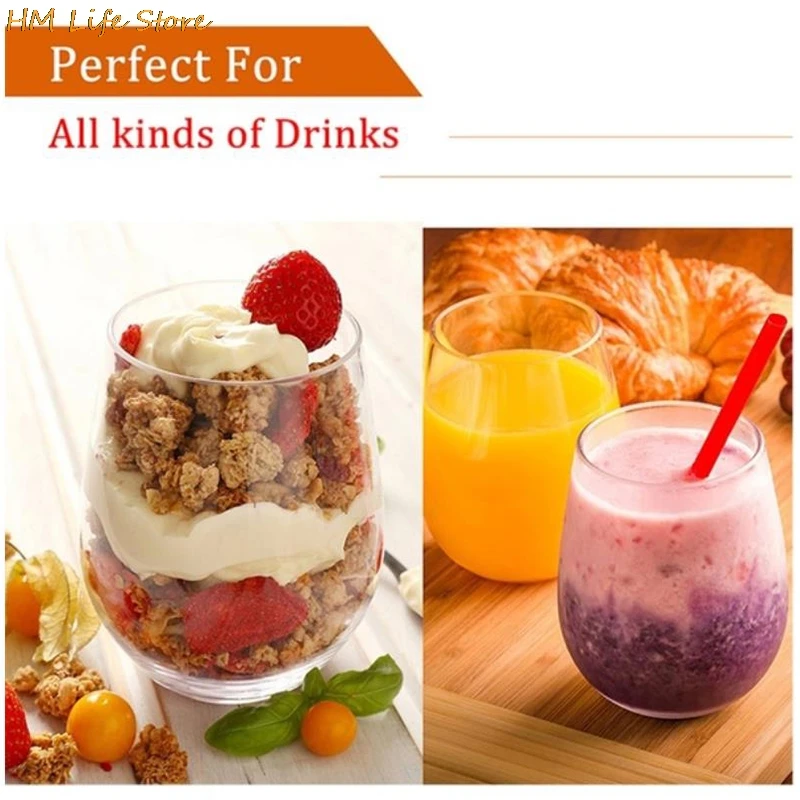 480ML/360ML Unbreakable Wine Glasses Shatterproof Plastic Glass Safe Reusable Transparent Fruit Juice Beer Cup Party Supplies