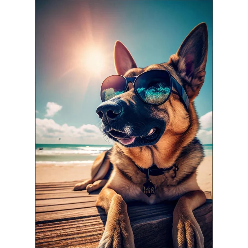 2026 Dog Wearing Sunglasses Poster and Picture Beach Sun Cozy Wall Art Canvas Painting Bulldog KoKi Golden Retriever Print Home 