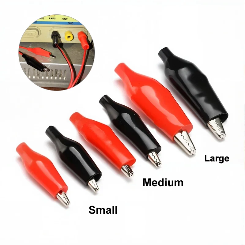 Klip Buaya 28 35 45mm Hitam Merah 10/20Pcs Penjepit Listrik Buaya untuk Pengujian Probe Meter Plastik Lunak Klip Uji Alligator