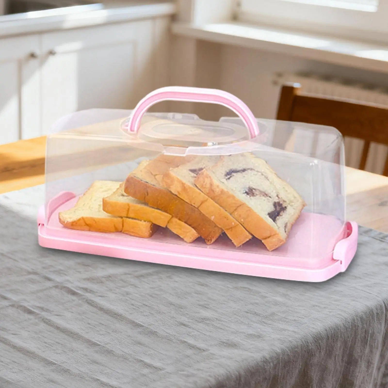 Boîte à gâteau portable, boîte à pain avec couvercle transparent, boîte à pain en PP avec poignée, idéale pour la cuisine, la maison et les fêtes