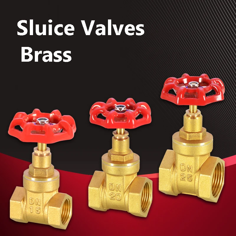 Female Thread Brass Gate Valve Red Handle Gate Valve Ball Valve Hand Wheel Shutoff Water Pipe Fittings
