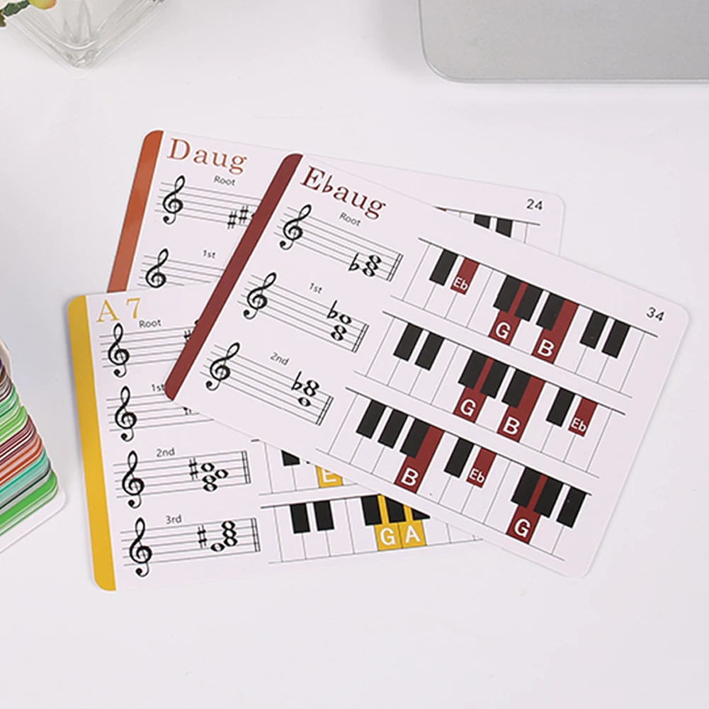 

Флеш-карты с 120 аккордами и таблицей аккордов для фортепиано, справочные карточки для начинающих и опытных музыкантов, для преподавателей теории музыки