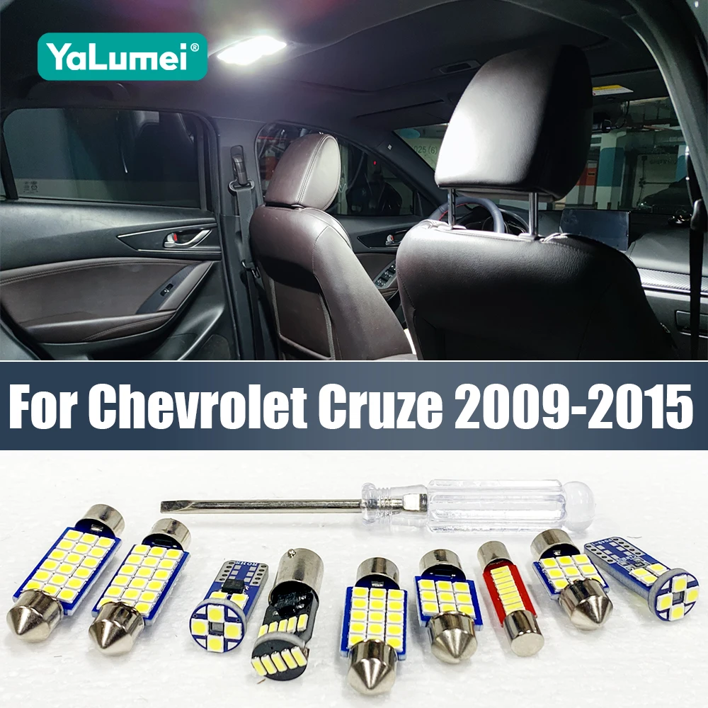 Para chevrolet cruze j300 2009 2010 2011 2012 2013 2014 2015 6 pçs carro lâmpada led interior cúpula luz de leitura tronco lâmpada acessórios