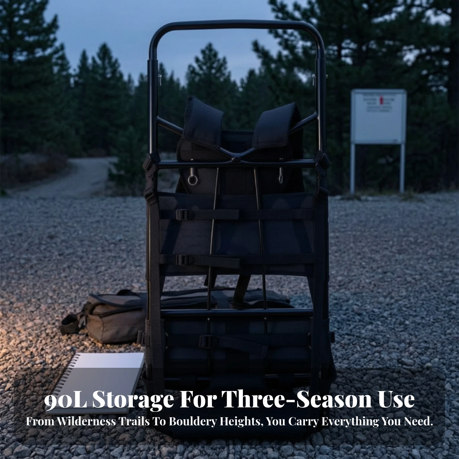 Backpack Frame Carrier with Load Platform Ergonomic External Frame Backpack Carrier Lightweight Padded for Hikers, Hiking