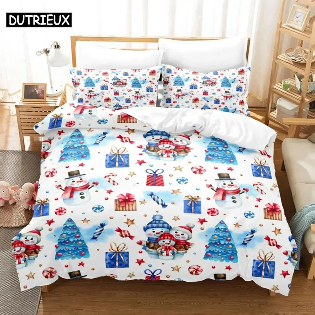 

Christmas Duvet Cover Set King Size 230x260 Single Double Bed Queen Full Blue Quilt Case Linen 3D Pillowcase Twin Bedding Sets