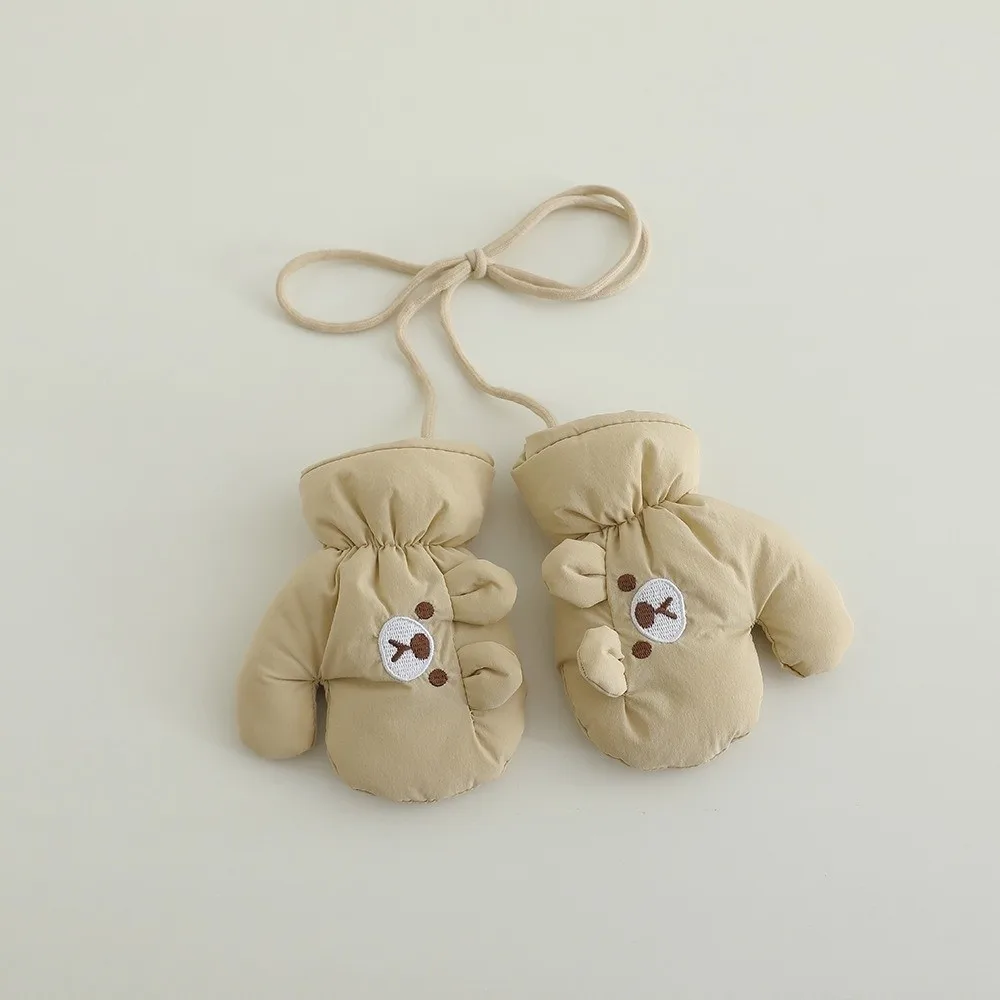 

Fashion Cute Cartoon Bear Full Finger Gloves Windproof Thickned Warm Gloves Cold Proof Mittens Children
