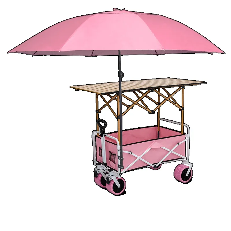 Stall trolley special folding table for stall can be lifted and lowered sausage mobile outdoor camp shopping camping portable