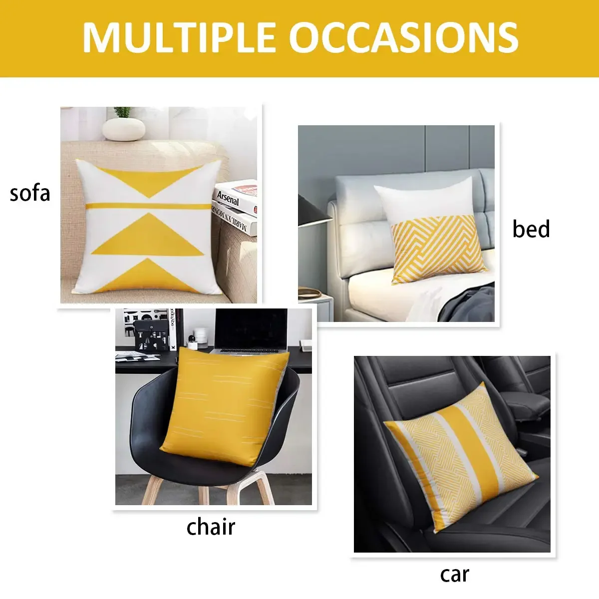 Giallo bianco geometrico breve peluche federa divano cuscino decorazione della casa può essere personalizzato per te 40x40 45x45 50x50