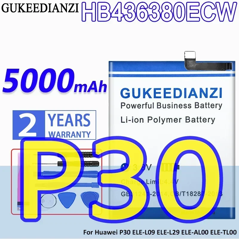 

High Capacity GUKEEDIANZI Battery HB436380ECW 5000mAh For Huawei P30 ELE-L09 ELE-L29 ELE-AL00 ELE-TL00 Mobile Phone Batteries